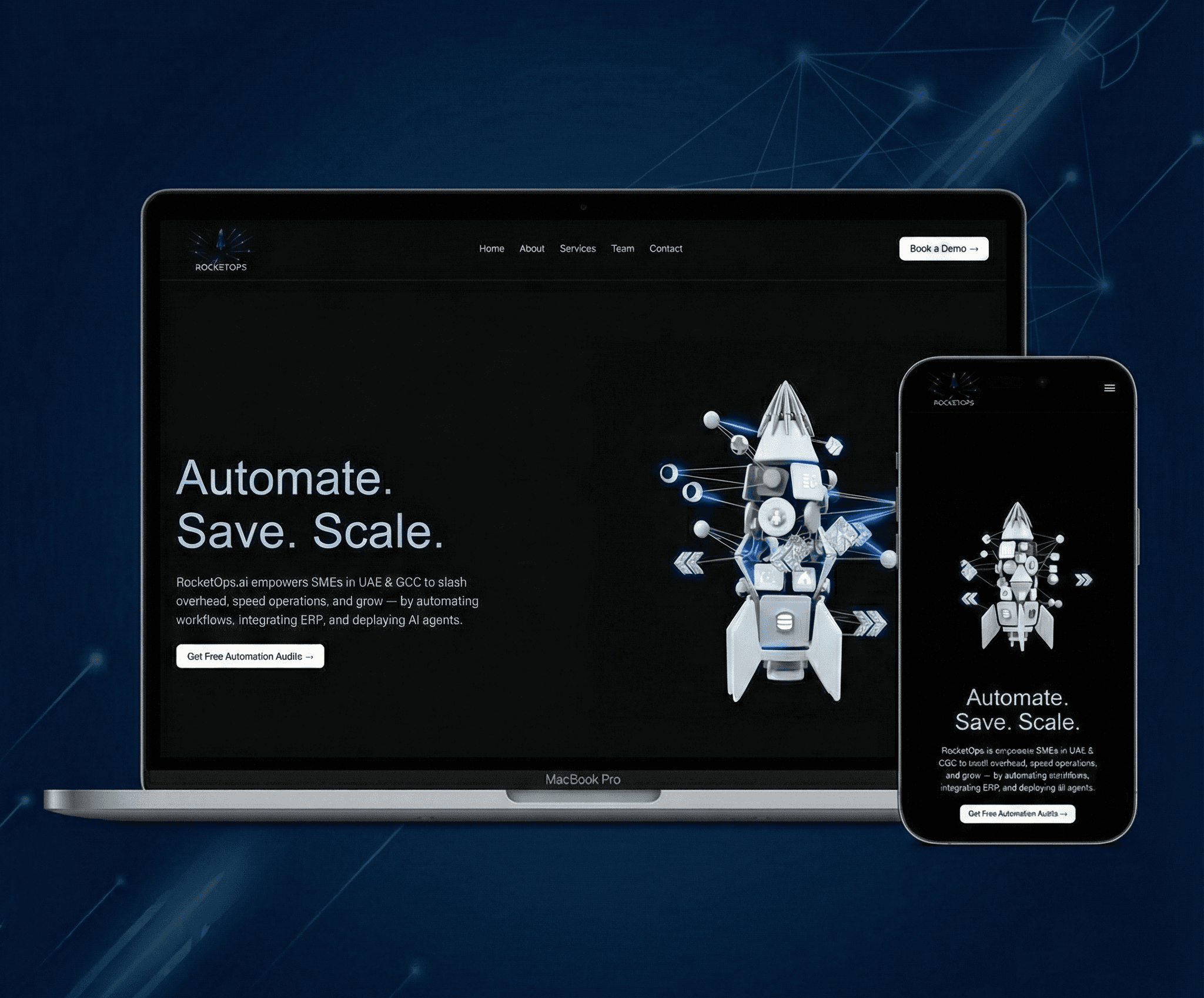 RocketOps AI — project mockup